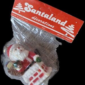 🎄Vintage Christmas Ornaments Santa Claus on Chimney Santaland